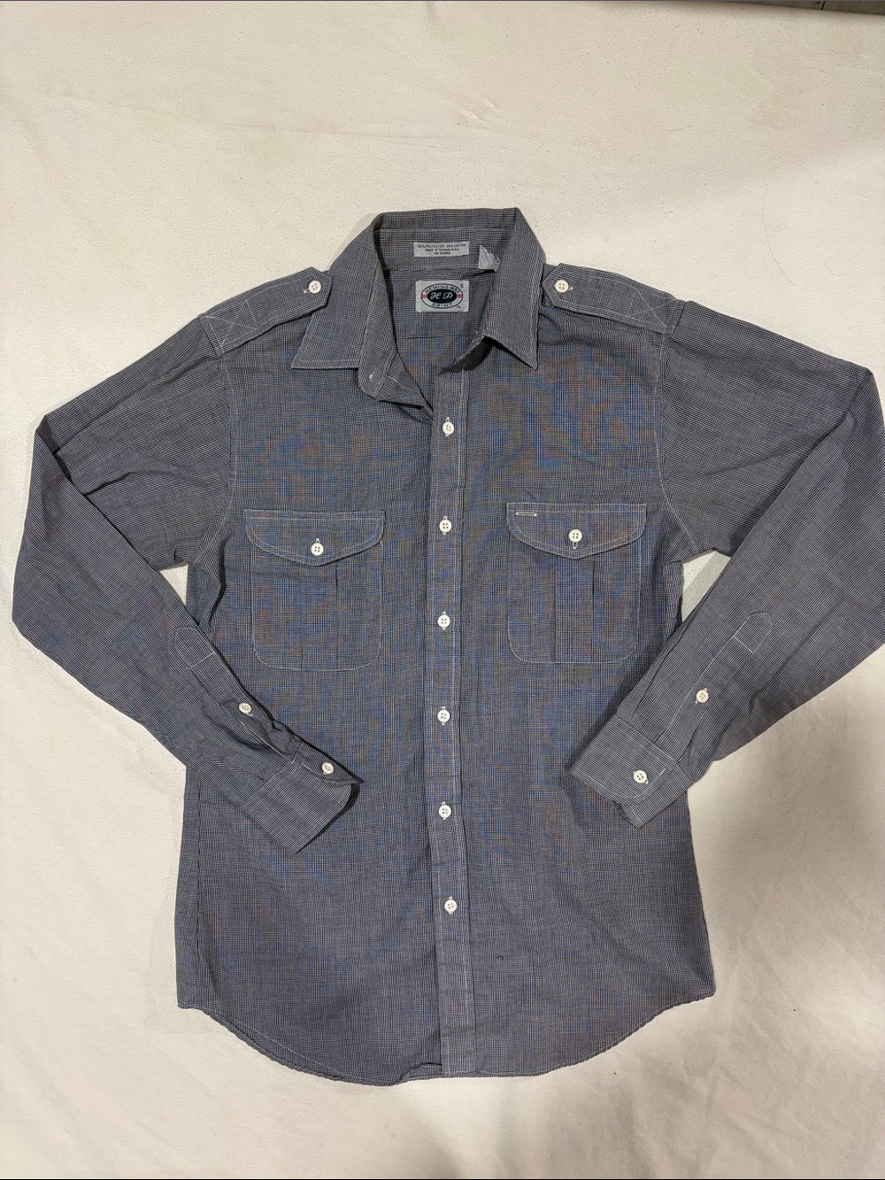 Hemingway Point Charcoal Gray Pinstripe Military Epaulet Utility Shirt - Size S